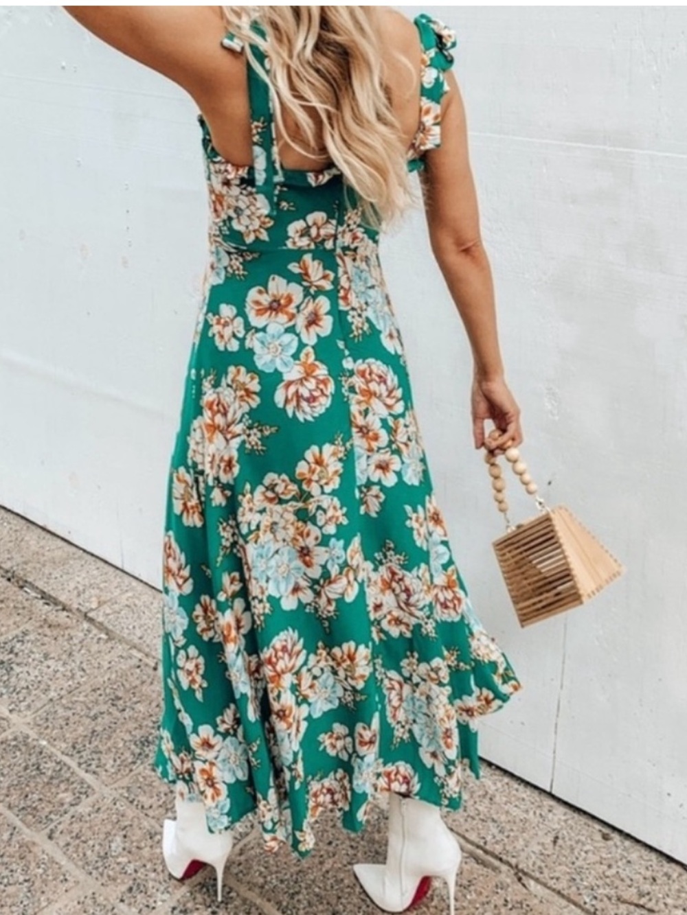 Pink Blush green floral dress size small